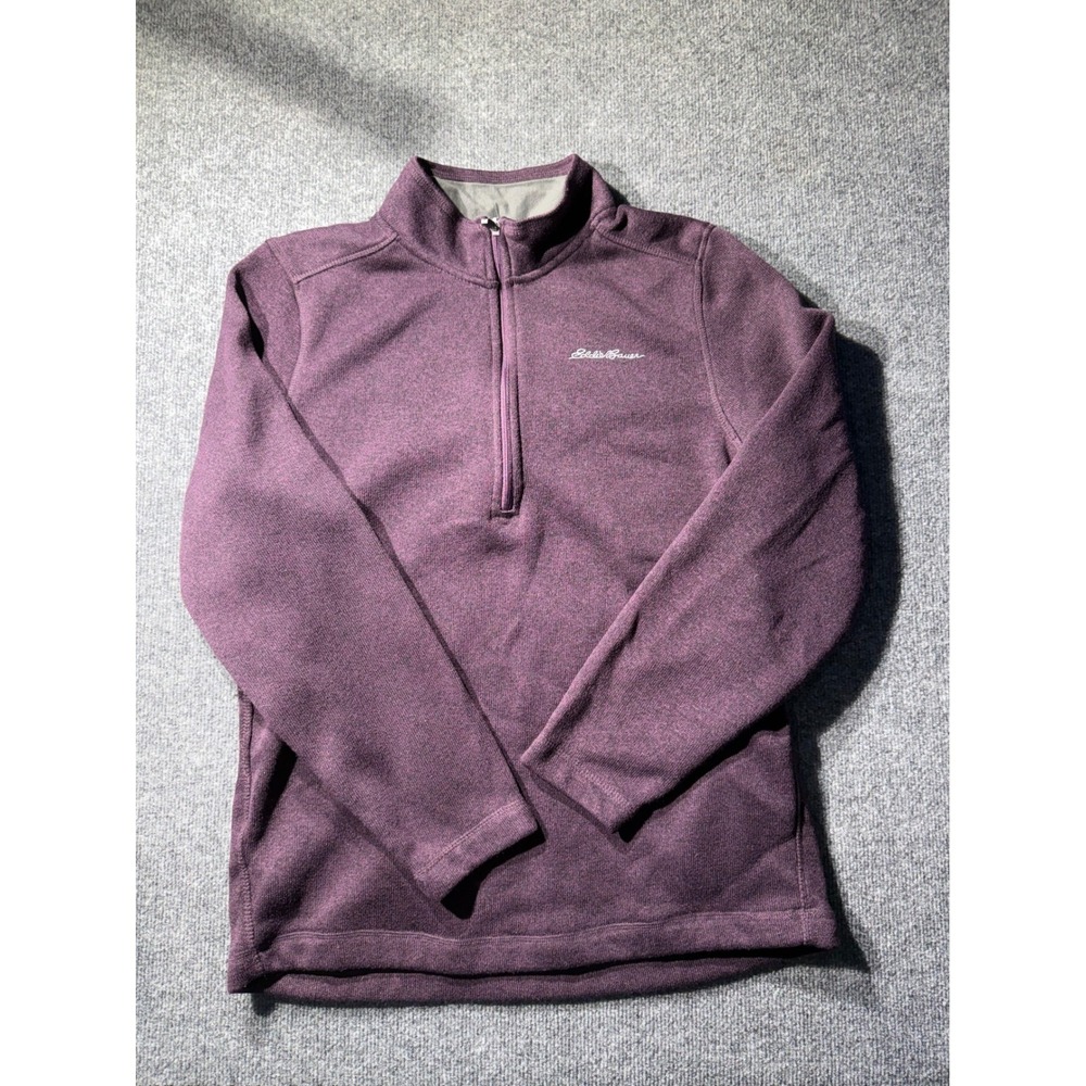 Eddie Bauer Mens Large Purple Quarter Zip Fleece Pullover Sweater‎ EM31LK112P